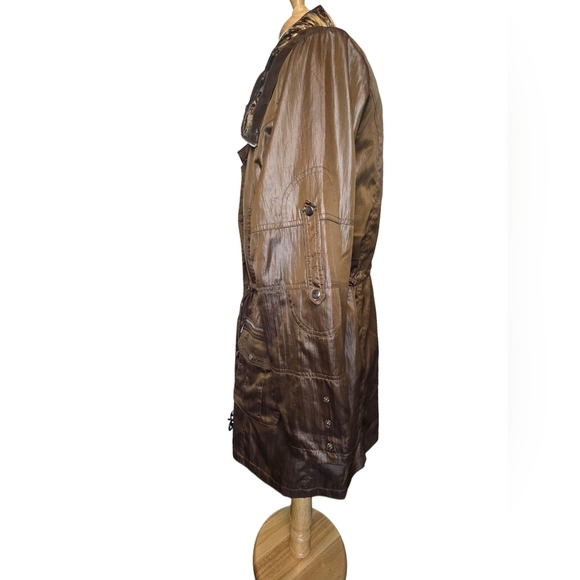 Lindi Metallic Brown Utility Military Safari Mobwife Transitional Jacket Size L - Picture 3 of 12